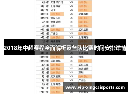 2018年中超赛程全面解析及各队比赛时间安排详情